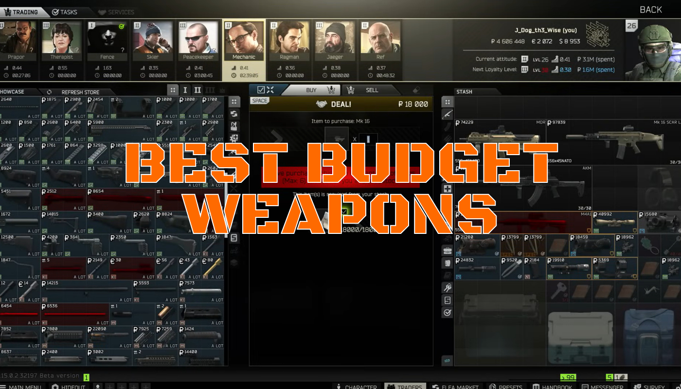 budgets weapons in tarkov