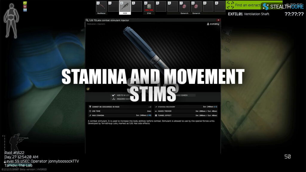 What Do Stims Do In Tarkov - stamina and movement stims
