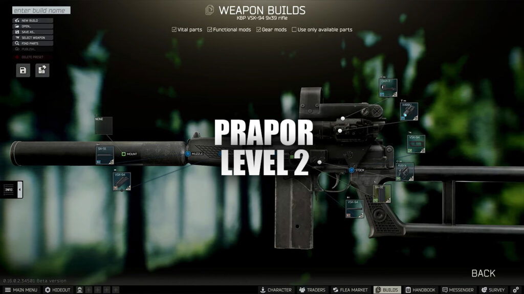 Prapor Level 2 Builds