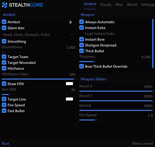 Rust Cheat - Aimbot Menu