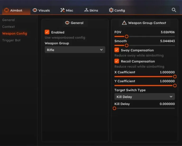 Apex Cheat Aimbot Weapon Config Menu