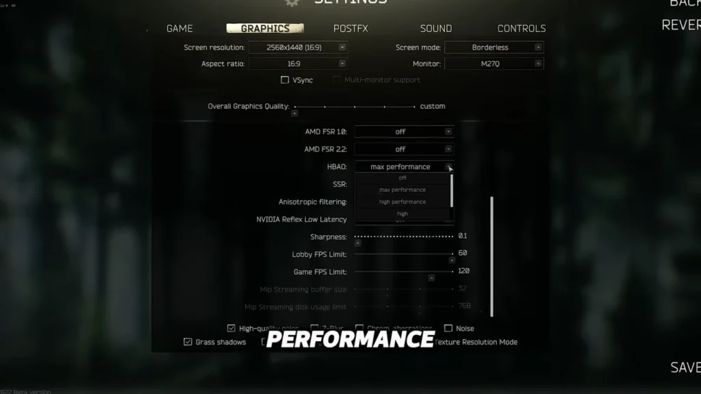 eft settings menu
