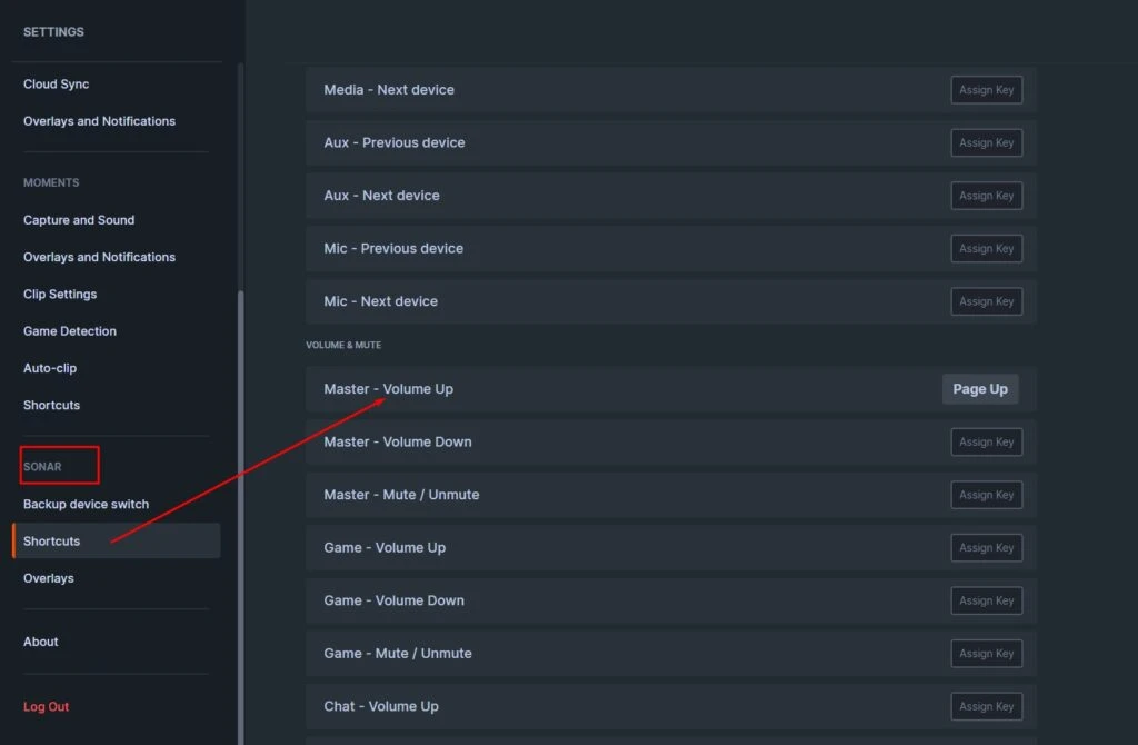 Add a hotkey to Sonar Volume up