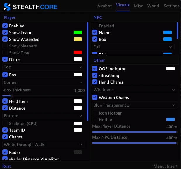 Rust ESP Cheat - Menu